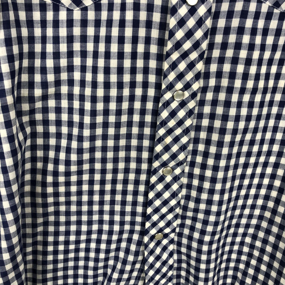 Lee Check Pattern Gingham Check Long-Sleeve Western Shirt, Men's Size L (approx.) unclear blue type Vintage Second Hand