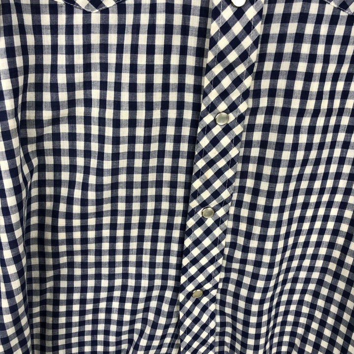 Lee Check Pattern Gingham Check Long-Sleeve Western Shirt, Men's Size L (approx.) unclear blue type Vintage Second Hand