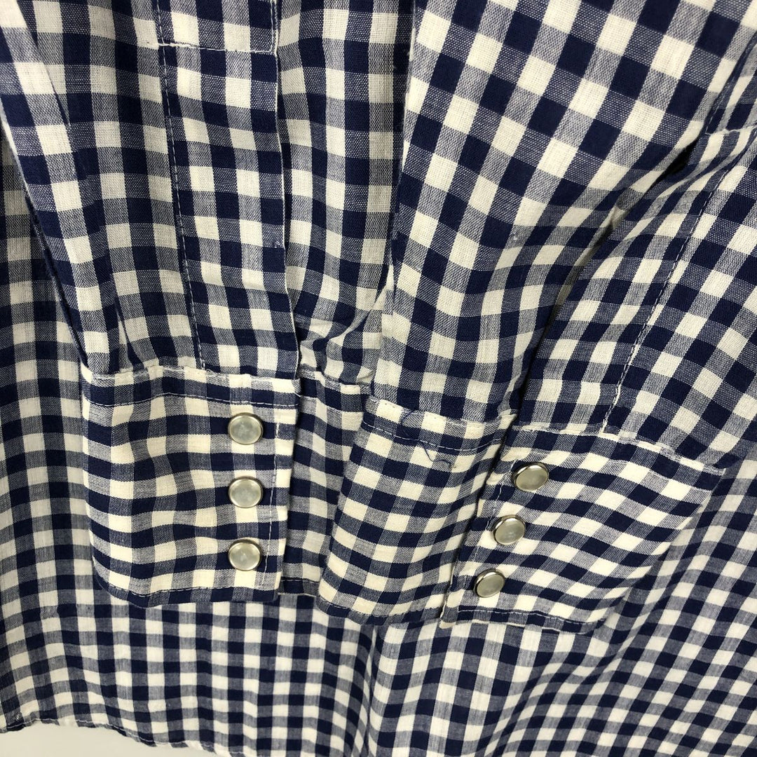 Lee Check Pattern Gingham Check Long-Sleeve Western Shirt, Men's Size L (approx.) unclear blue type Vintage Second Hand