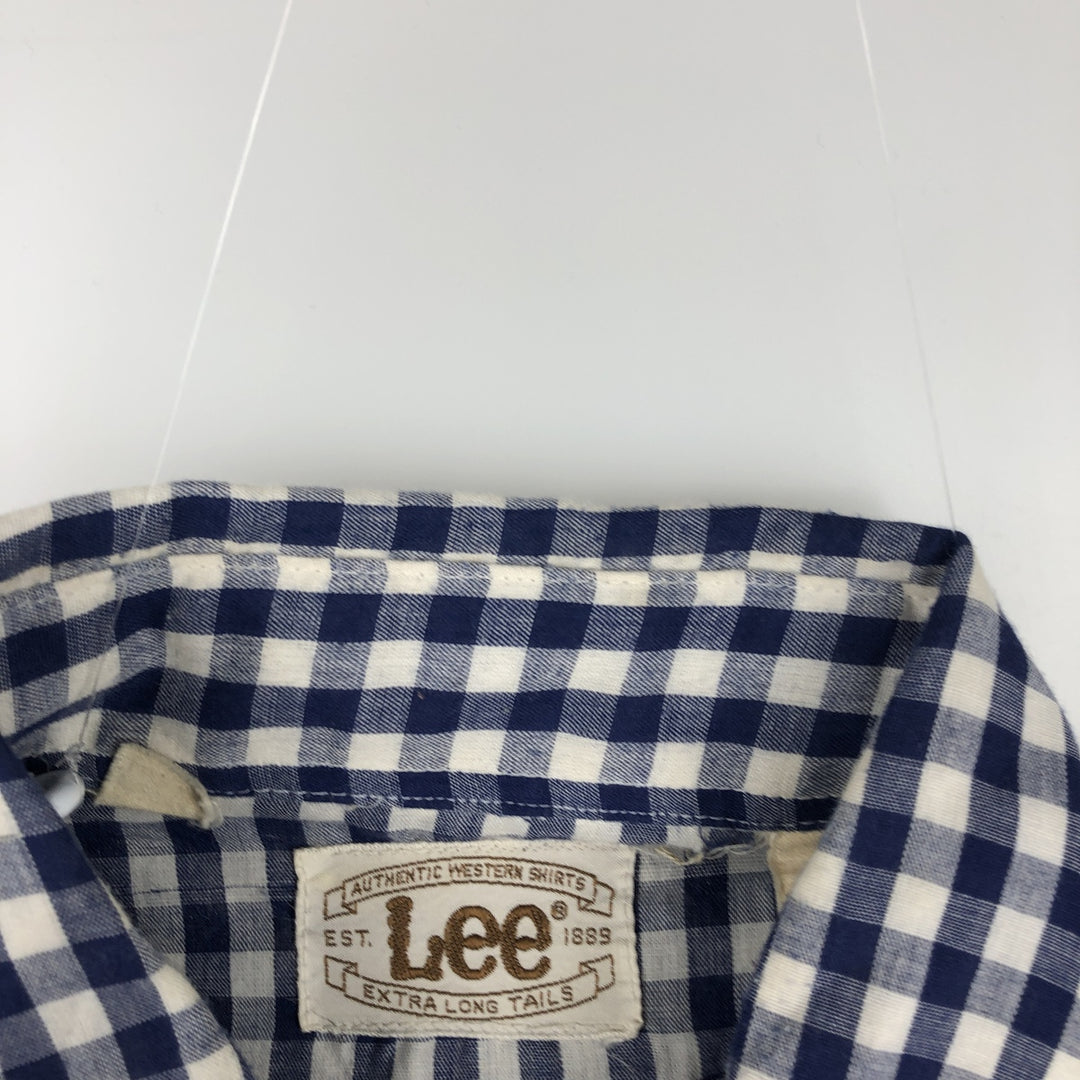 Lee Check Pattern Gingham Check Long-Sleeve Western Shirt, Men's Size L (approx.) unclear blue type Vintage Second Hand