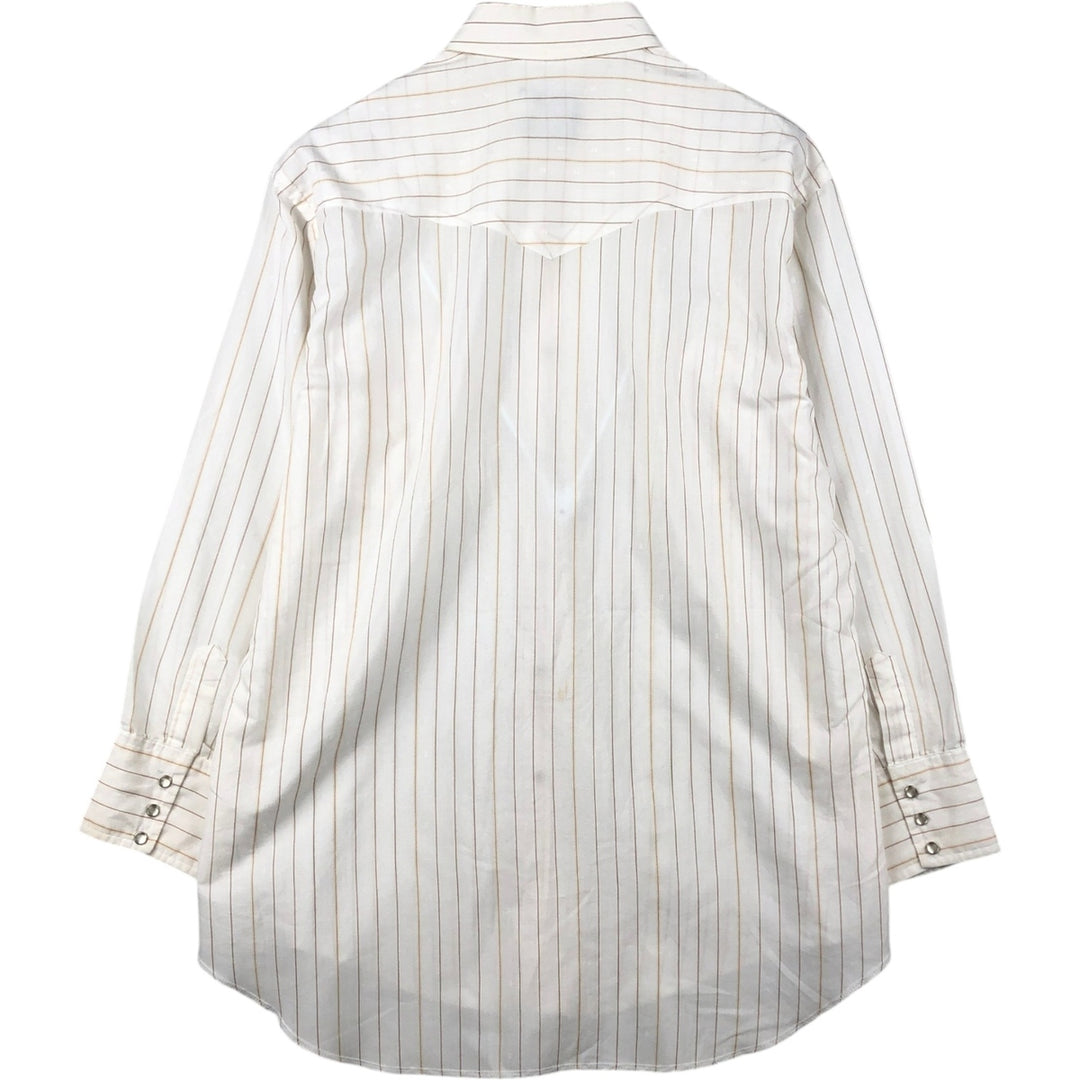 90'S Wrangler Cowboy Cut Regular Fit Stripe Pattern Long Sleeve Western Shirt, Men's XL (approx.) Vintage cotton white type Vintage Second Hand