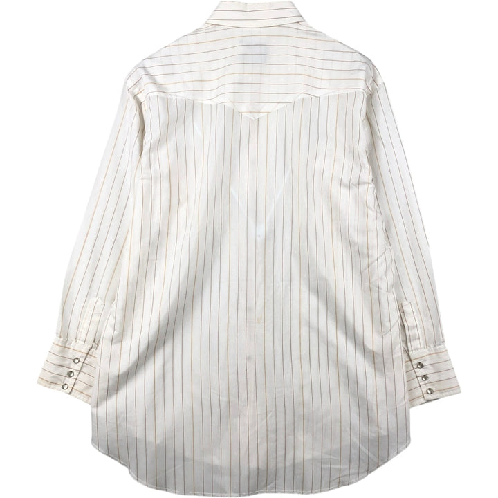 90'S Wrangler Cowboy Cut Regular Fit Stripe Pattern Long Sleeve Western Shirt, Men's XL (approx.) Vintage cotton white type Vintage Second Hand