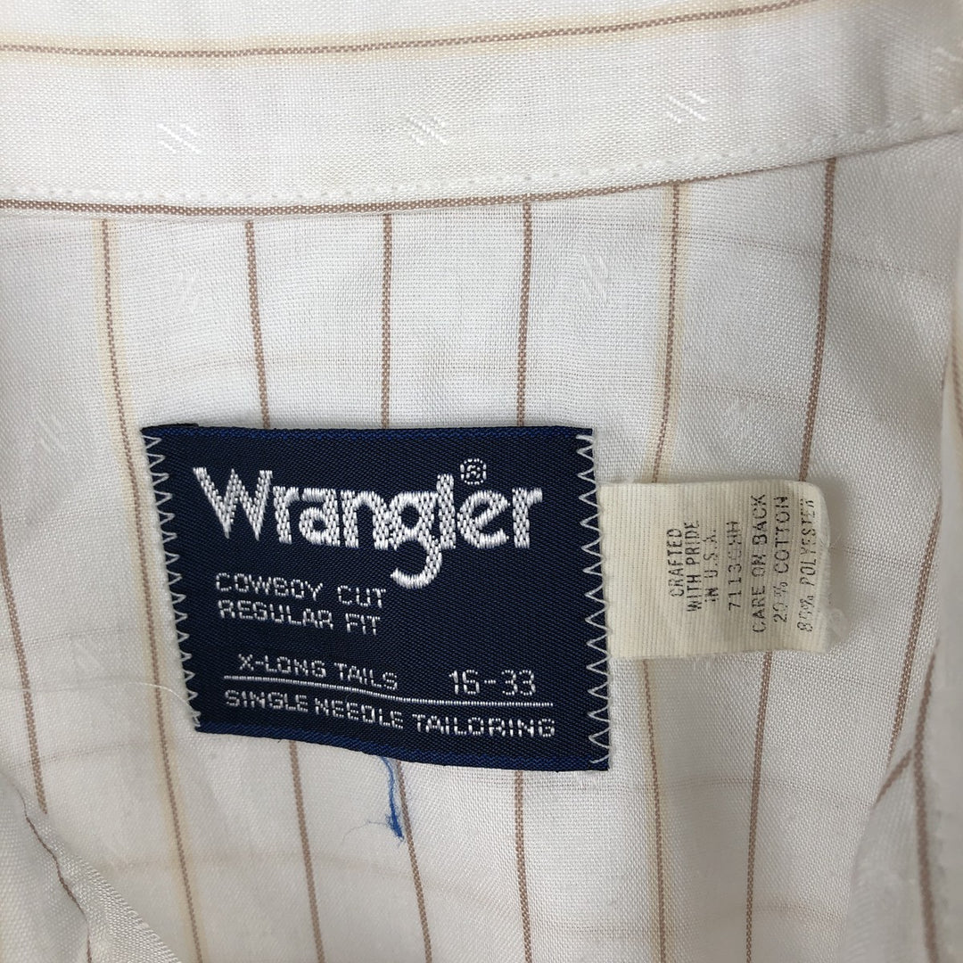 90'S Wrangler Cowboy Cut Regular Fit Stripe Pattern Long Sleeve Western Shirt, Men's XL (approx.) Vintage cotton white type Vintage Second Hand
