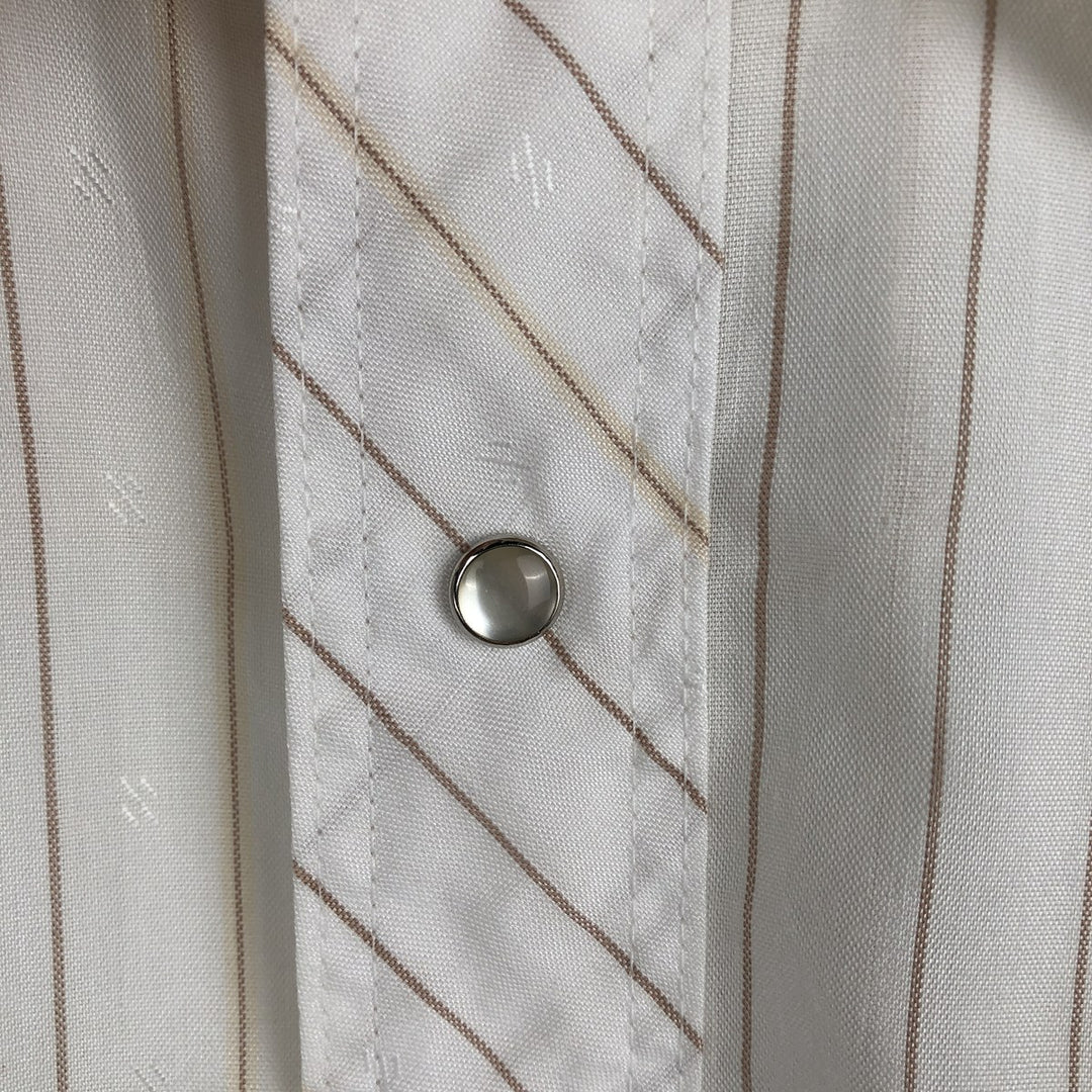 90'S Wrangler Cowboy Cut Regular Fit Stripe Pattern Long Sleeve Western Shirt, Men's XL (approx.) Vintage cotton white type Vintage Second Hand