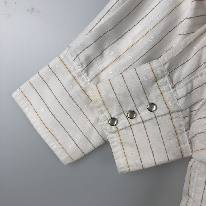 90'S Wrangler Cowboy Cut Regular Fit Stripe Pattern Long Sleeve Western Shirt, Men's XL (approx.) Vintage cotton white type Vintage Second Hand