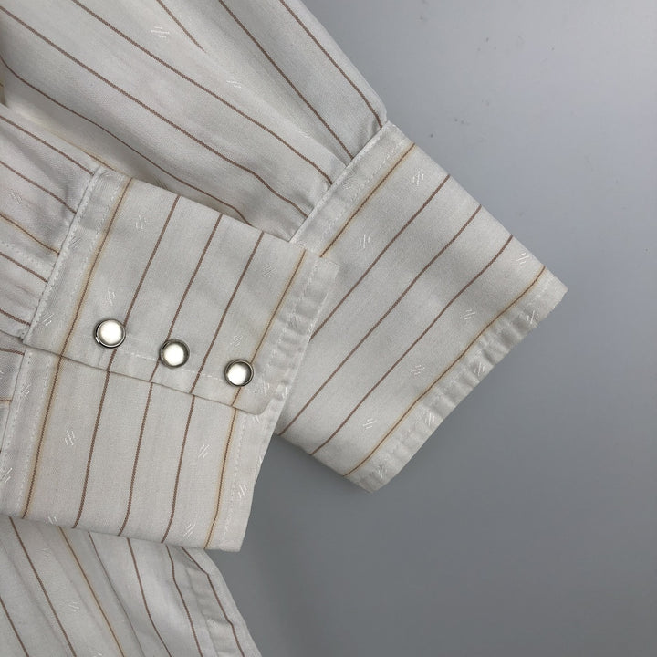 90'S Wrangler Cowboy Cut Regular Fit Stripe Pattern Long Sleeve Western Shirt, Men's XL (approx.) Vintage cotton white type Vintage Second Hand