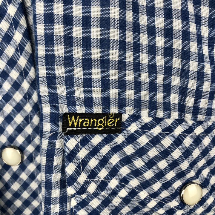 Wrangler Check Pattern Gingham Check Long Sleeve Western Shirt Men's XL (approx.) Vintage unclear blue type Vintage Second Hand