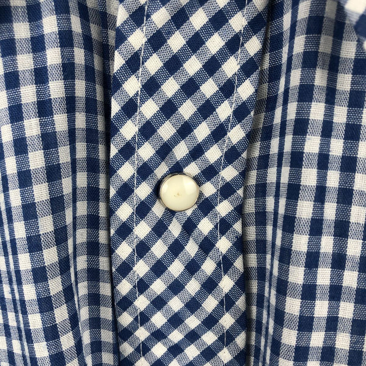 Wrangler Check Pattern Gingham Check Long Sleeve Western Shirt Men's XL (approx.) Vintage unclear blue type Vintage Second Hand