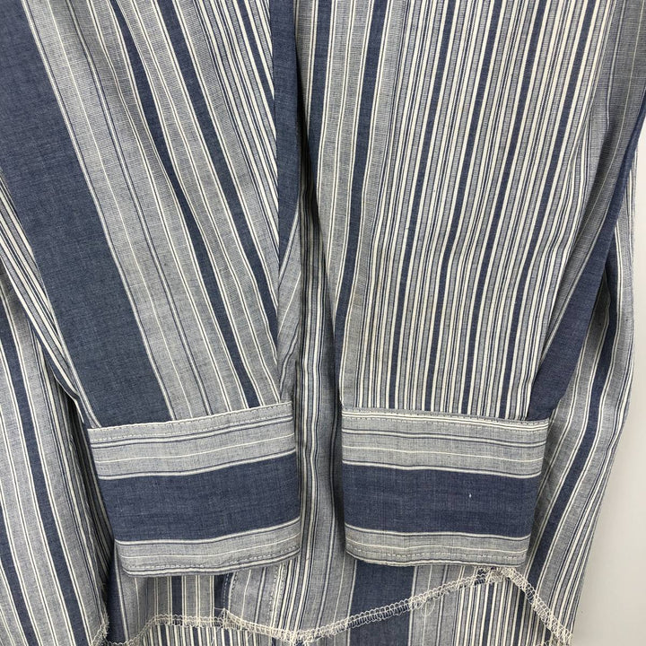 90'S Wrangler Cowboy Cut regular fit multi-stripe long-sleeve Western shirt, men's size XL equivalent. polyester navy blue type Vintage Second Hand