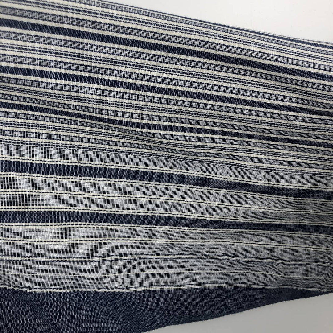 90'S Wrangler Cowboy Cut regular fit multi-stripe long-sleeve Western shirt, men's size XL equivalent. polyester navy blue type Vintage Second Hand