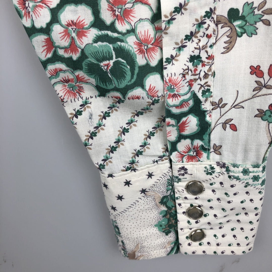 Lee all-over paisley pattern floral long-sleeved Western shirt, made in USA, men's size L equivalent, vintage. unclear white type Vintage Second Hand