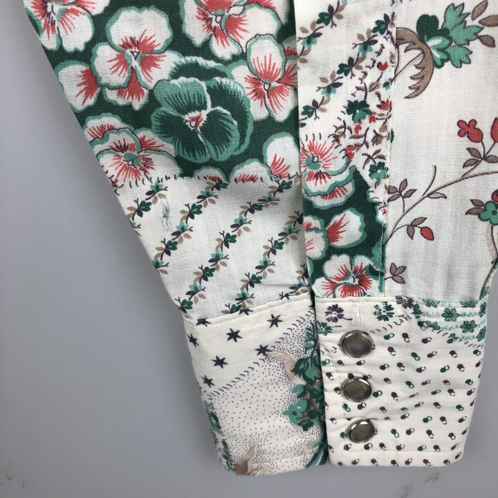 Lee all-over paisley pattern floral long-sleeved Western shirt, made in USA, men's size L equivalent, vintage. unclear white type Vintage Second Hand