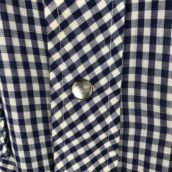 70s-80'S H BAR C Gingham Check Long-Sleeve Western Shirt, Made in USA, Men's Size L (approx.) unclear Navy blue Vintage Second Hand