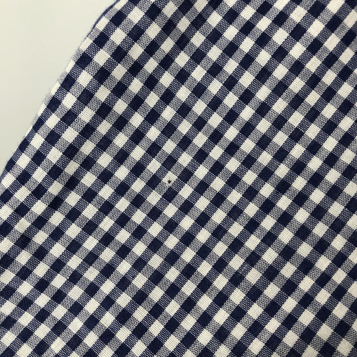 70s-80'S H BAR C Gingham Check Long-Sleeve Western Shirt, Made in USA, Men's Size L (approx.) unclear Navy blue Vintage Second Hand