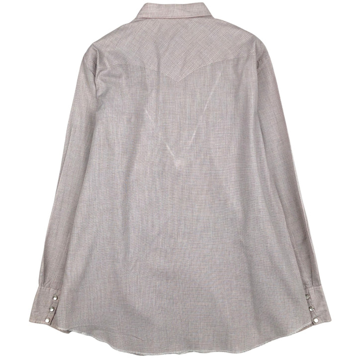 70s-80'S H BAR C Check Pattern Long-Sleeve Western Shirt, Made in USA, Men's Size L (approx.) unclear pink type Vintage Second Hand