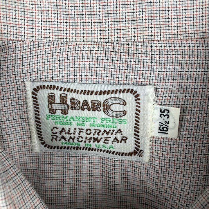 70s-80'S H BAR C Check Pattern Long-Sleeve Western Shirt, Made in USA, Men's Size L (approx.) unclear pink type Vintage Second Hand