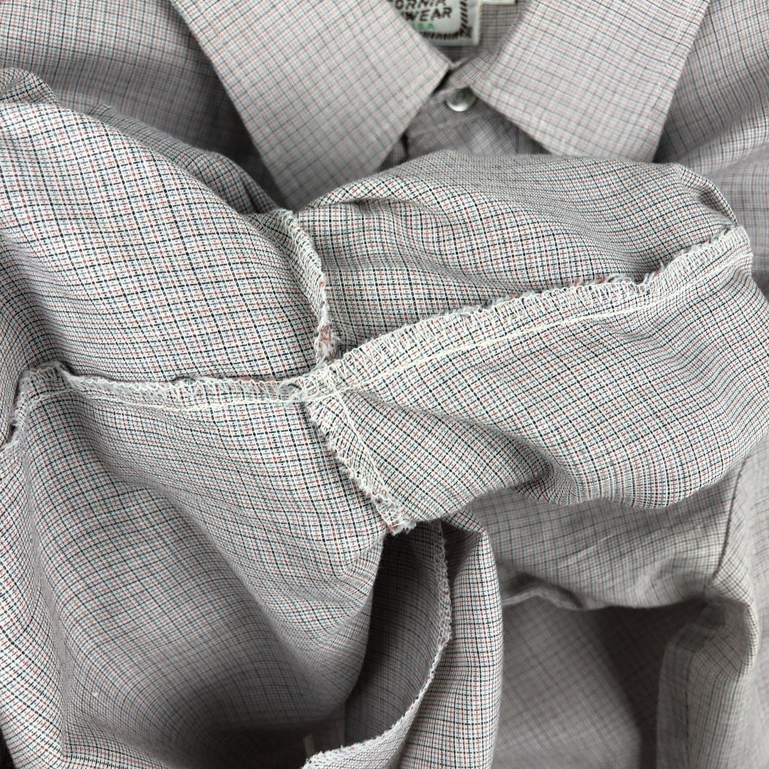 70s-80'S H BAR C Check Pattern Long-Sleeve Western Shirt, Made in USA, Men's Size L (approx.) unclear pink type Vintage Second Hand