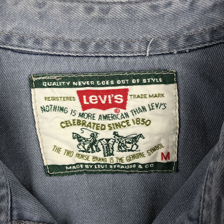 90'S Levi's Long-Sleeve Denim Western Shirt, Men's Size M (approx.) cotton blue type Vintage Second Hand