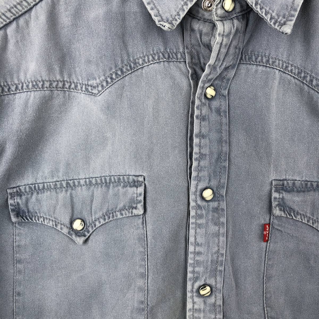 90'S Levi's Long-Sleeve Denim Western Shirt, Men's Size M (approx.) cotton blue type Vintage Second Hand
