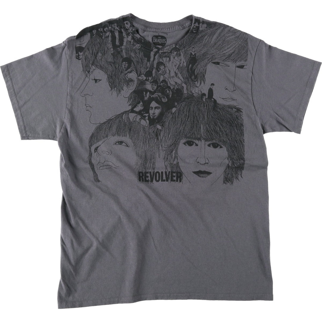 THE BEATLES Band T-shirt, Men's L size cotton Charcoal Vintage Second Hand