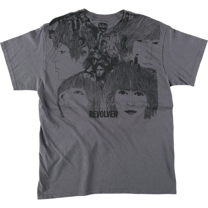 THE BEATLES Band T-shirt, Men's L size cotton Charcoal Vintage Second Hand