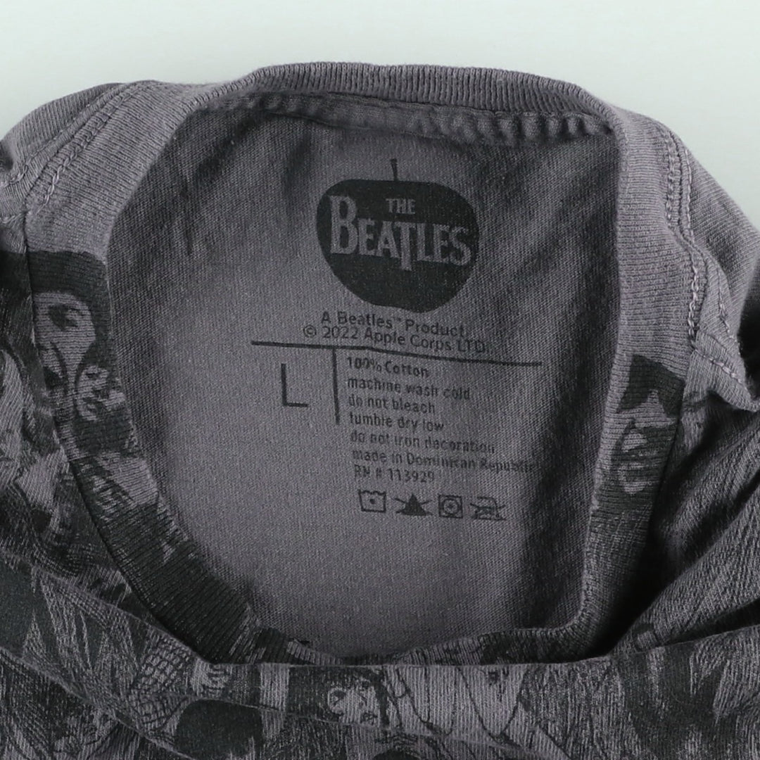 THE BEATLES Band T-shirt, Men's L size cotton Charcoal Vintage Second Hand