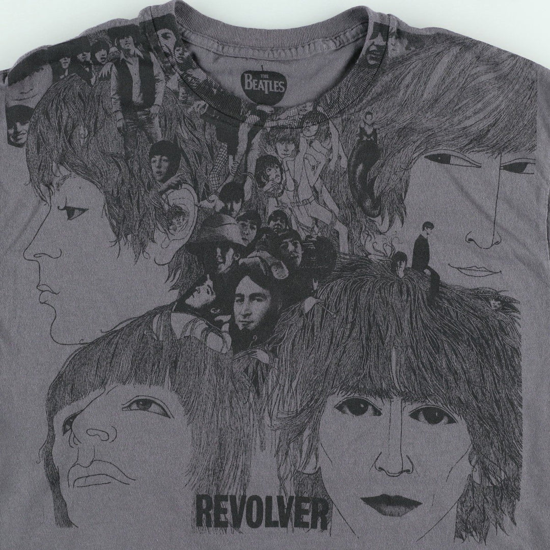 THE BEATLES Band T-shirt, Men's L size cotton Charcoal Vintage Second Hand