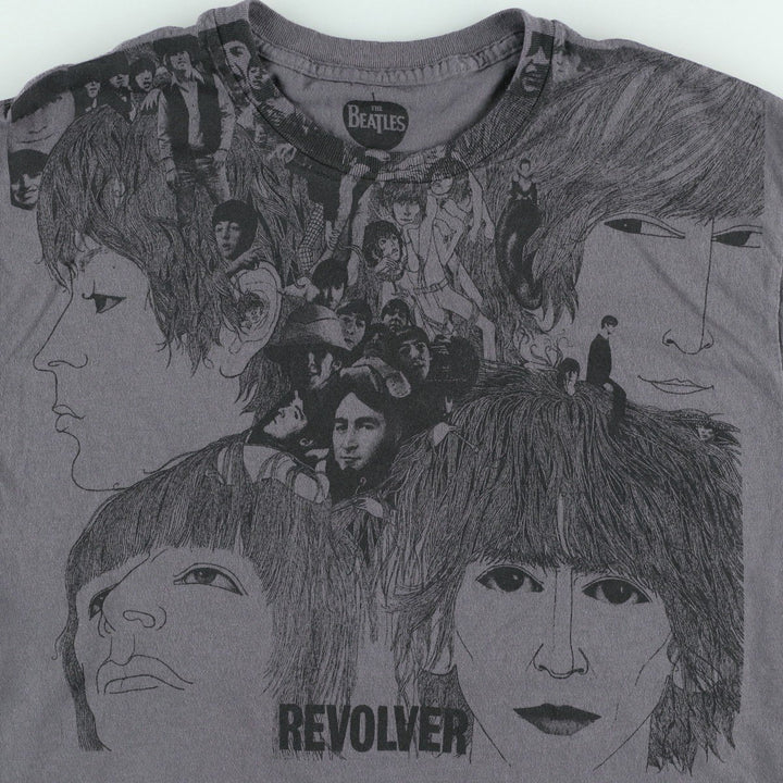 THE BEATLES Band T-shirt, Men's L size cotton Charcoal Vintage Second Hand