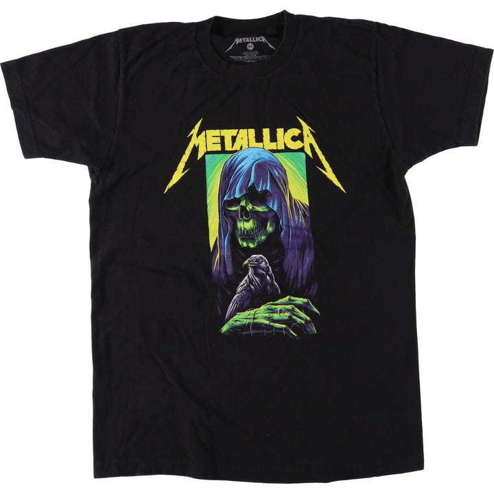 METALLICA Skull Pattern Band T-shirt Band Tee Men's M size cotton black type Vintage Second Hand