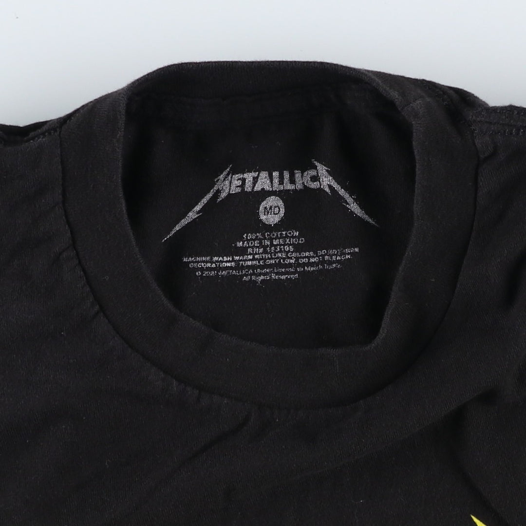 METALLICA Skull Pattern Band T-shirt Band Tee Men's M size cotton black type Vintage Second Hand