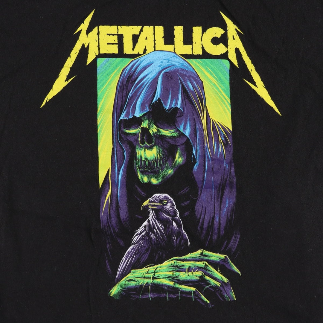 METALLICA Skull Pattern Band T-shirt Band Tee Men's M size cotton black type Vintage Second Hand