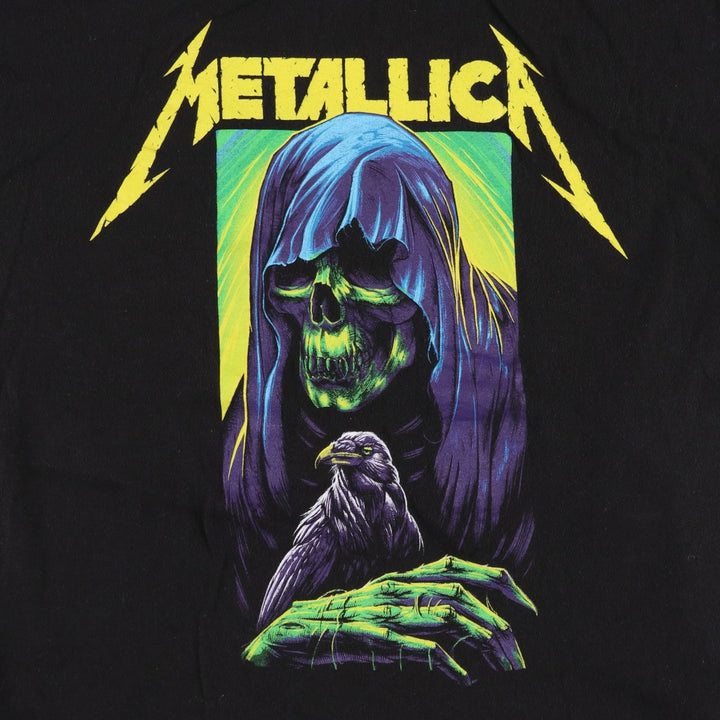 METALLICA Skull Pattern Band T-shirt Band Tee Men's M size cotton black type Vintage Second Hand