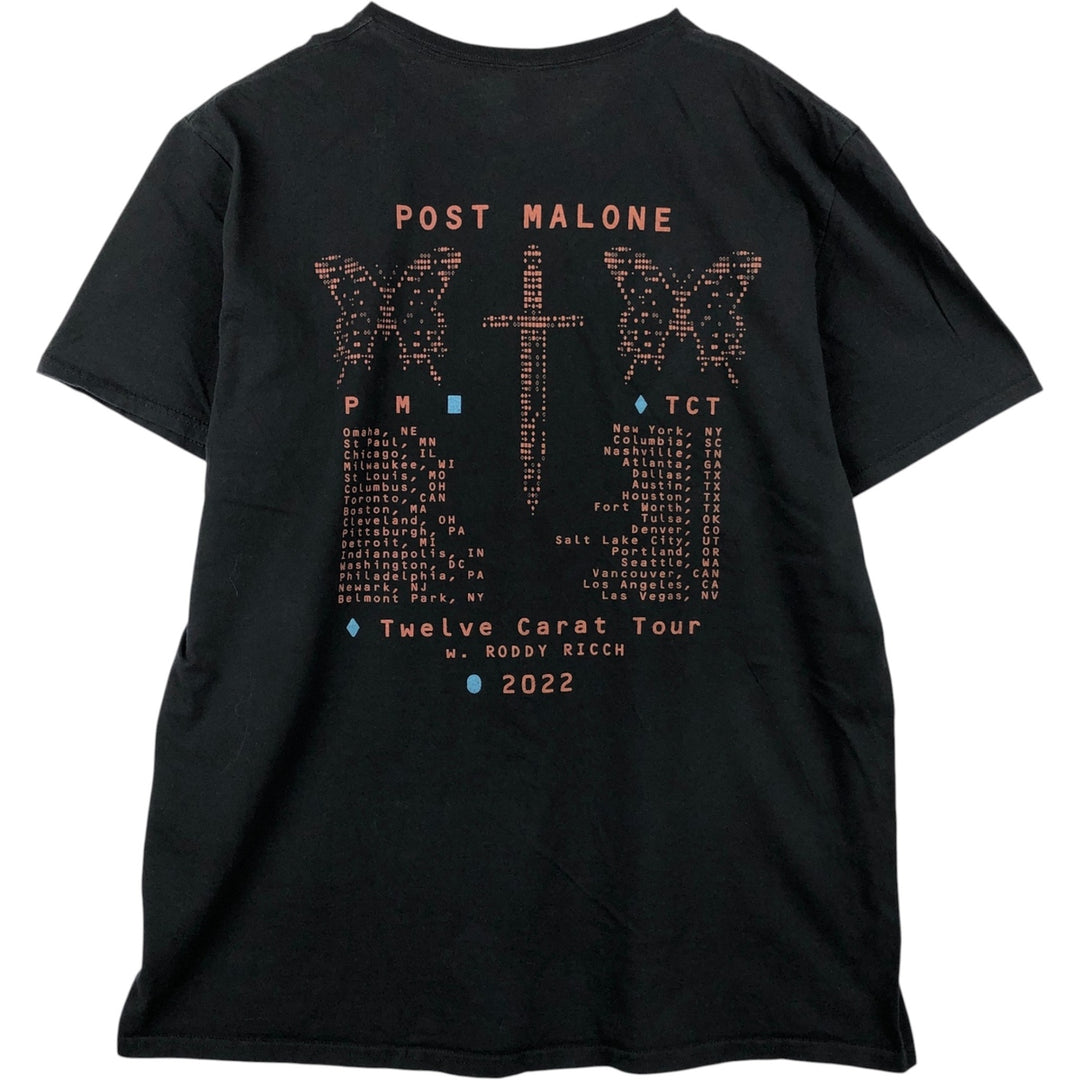 Fruit of the Loom Post Malone Band T-shirt, Men's Size XL (approx.) cotton black type Vintage Second Hand