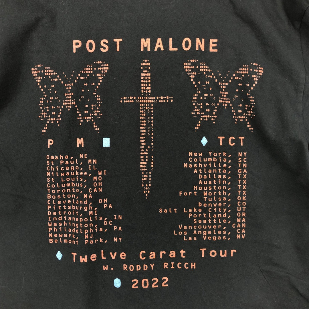Fruit of the Loom Post Malone Band T-shirt, Men's Size XL (approx.) cotton black type Vintage Second Hand