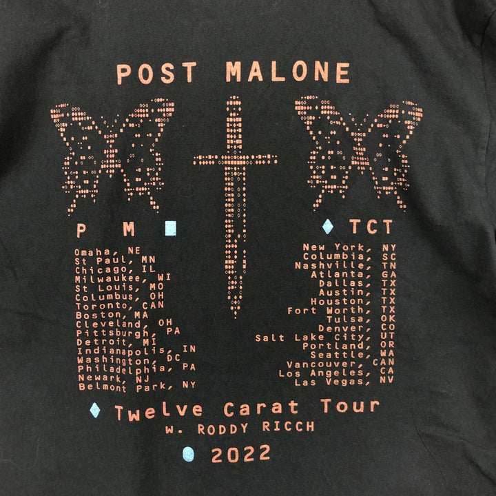 Fruit of the Loom Post Malone Band T-shirt, Men's Size XL (approx.) cotton black type Vintage Second Hand