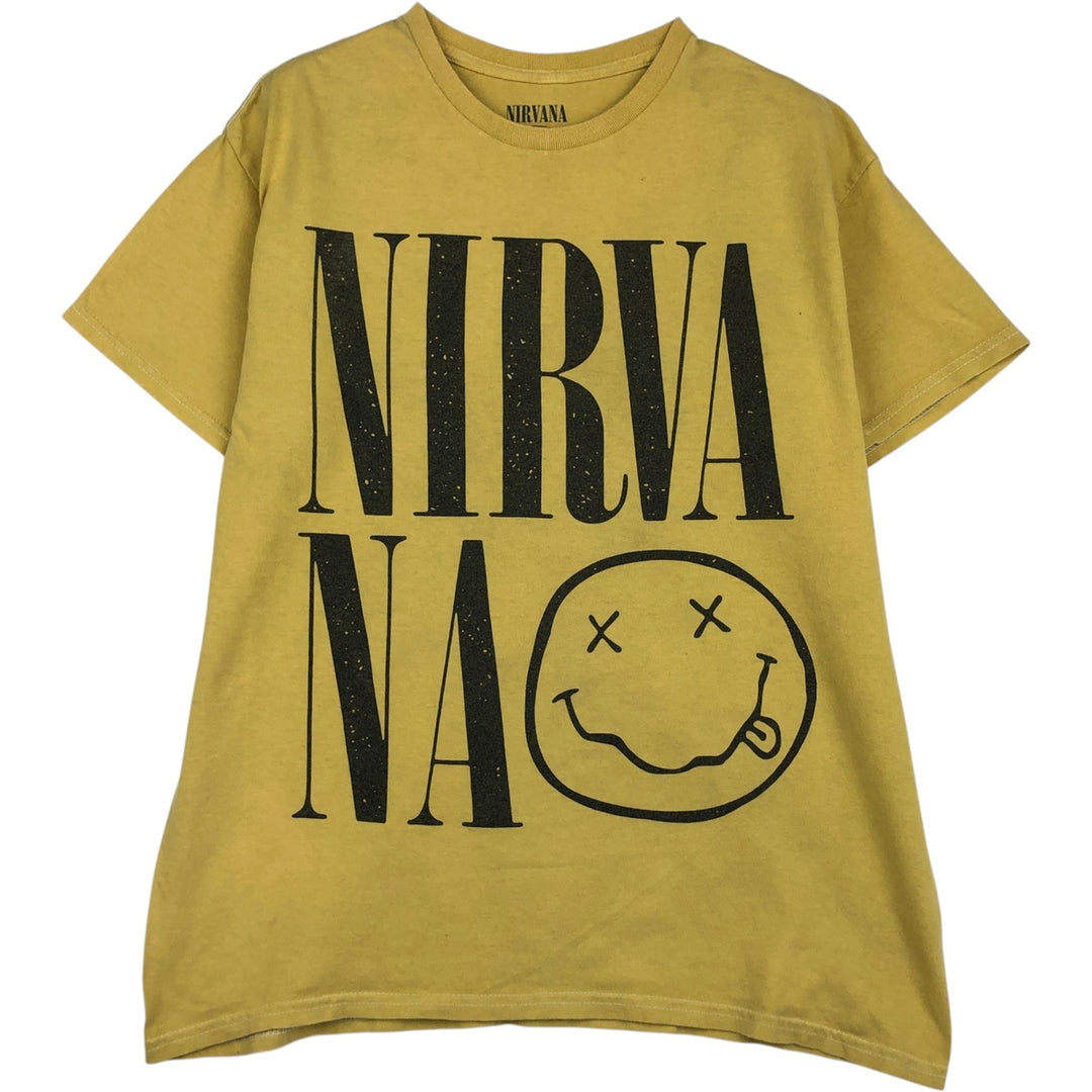 NIRVANA Nirvana Band T-shirt, Band T, Men's M size cotton yellow type Vintage Second Hand