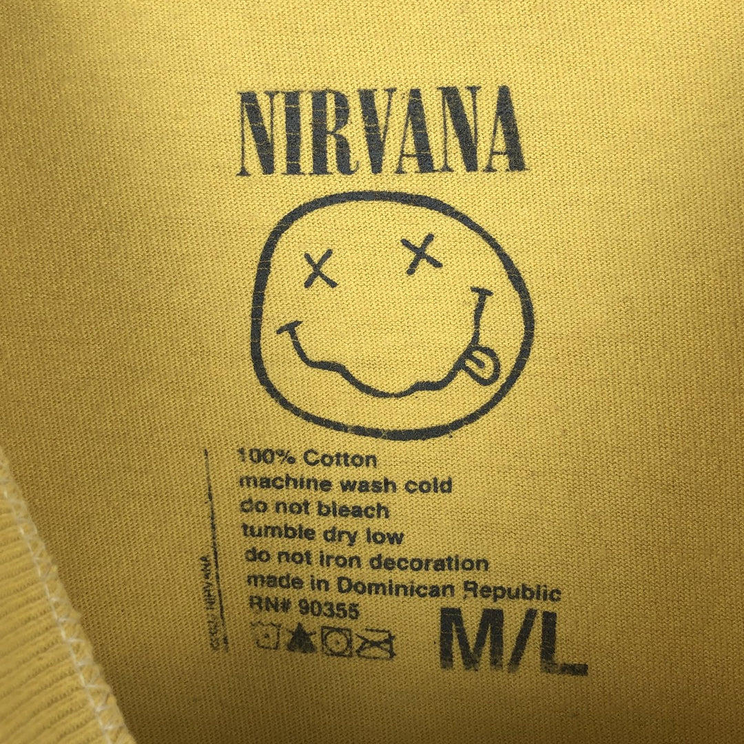 NIRVANA Nirvana Band T-shirt, Band T, Men's M size cotton yellow type Vintage Second Hand