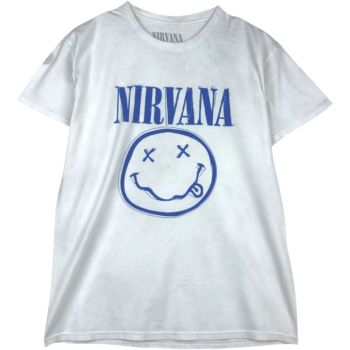 NIRVANA band t-shirt, made in the UK, men's size S equivalent. cotton white type Vintage Second Hand