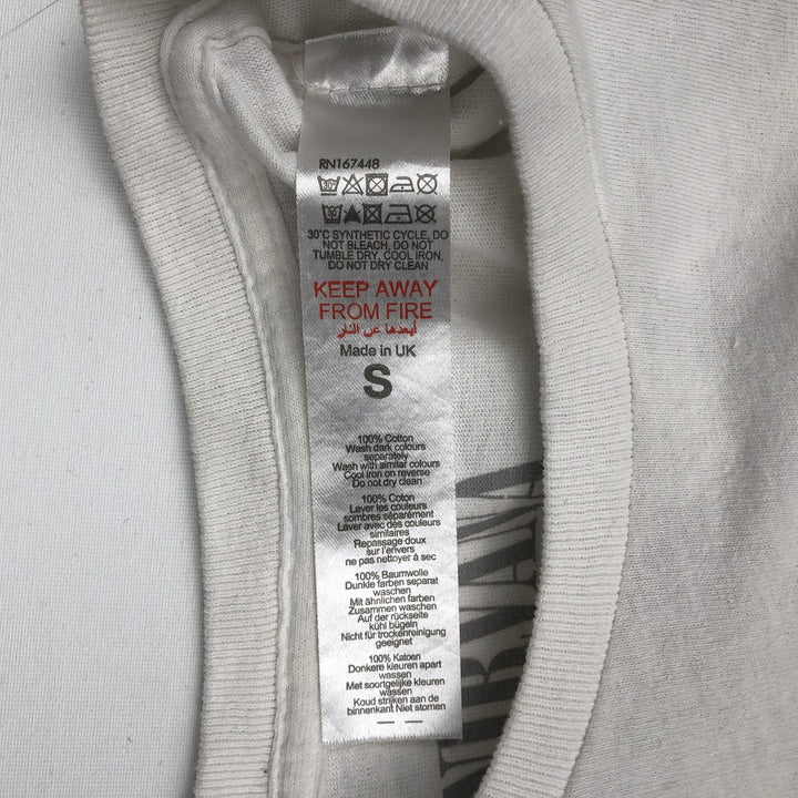 NIRVANA band t-shirt, made in the UK, men's size S equivalent. cotton white type Vintage Second Hand