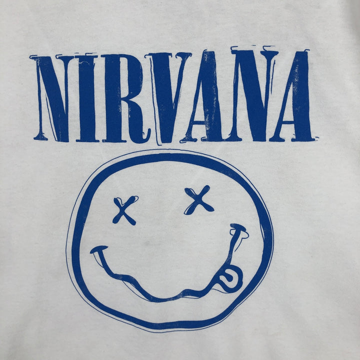 NIRVANA band t-shirt, made in the UK, men's size S equivalent. cotton white type Vintage Second Hand