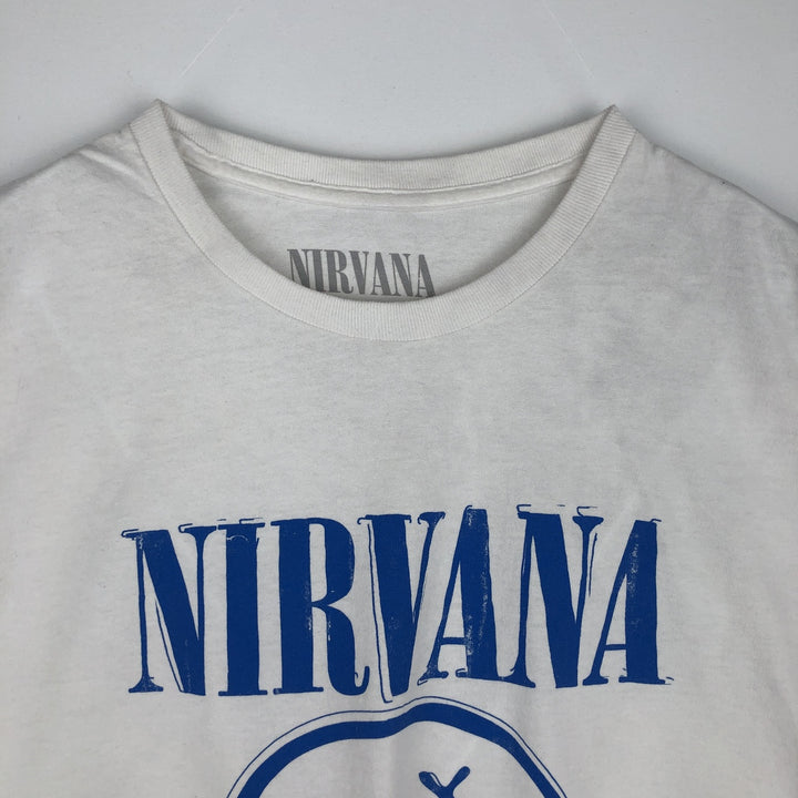 NIRVANA band t-shirt, made in the UK, men's size S equivalent. cotton white type Vintage Second Hand