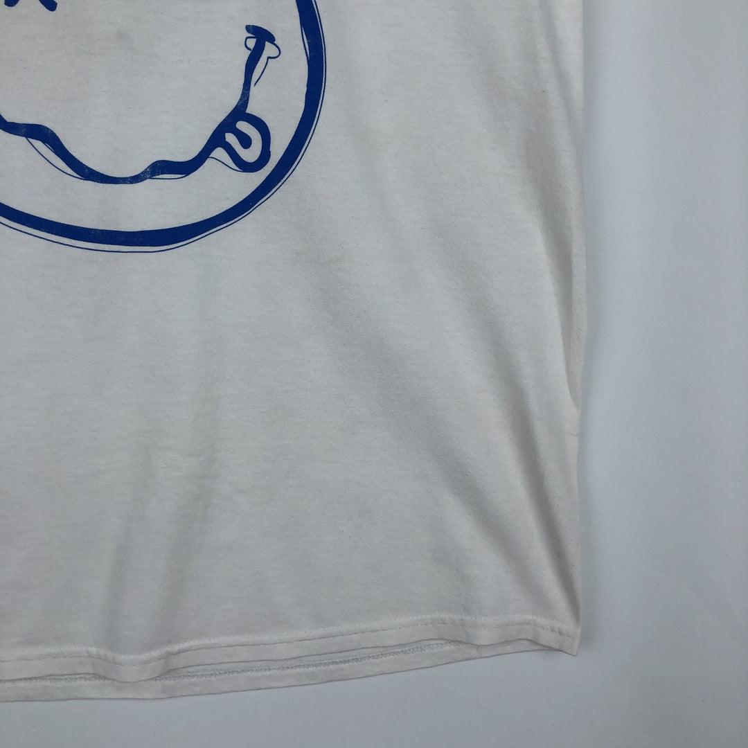 NIRVANA band t-shirt, made in the UK, men's size S equivalent. cotton white type Vintage Second Hand