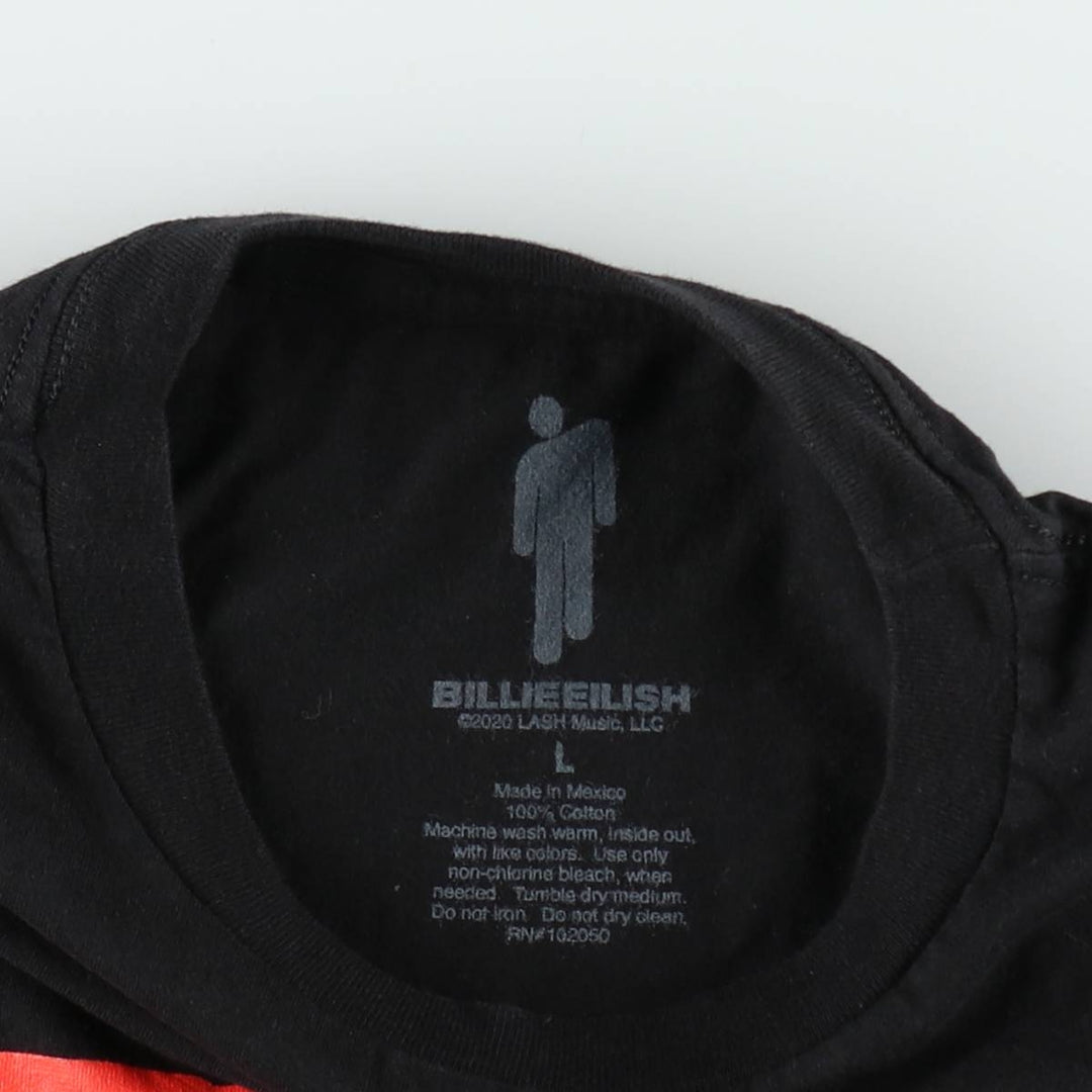 BILLIE EILISH Billie Eilish Band T-shirt Band T Men's L size cotton black type Vintage Second Hand