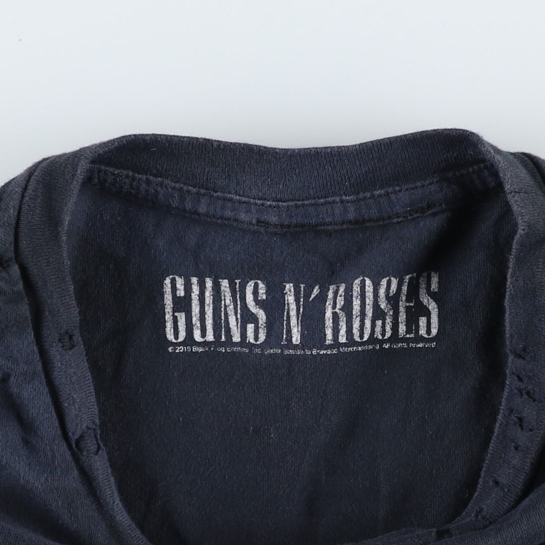 GUNS N' ROSES Skull Pattern Band T-shirt, Men's M size cotton black type Vintage Second Hand