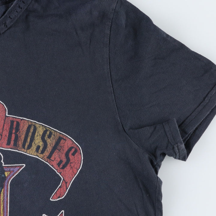 GUNS N' ROSES Skull Pattern Band T-shirt, Men's M size cotton black type Vintage Second Hand