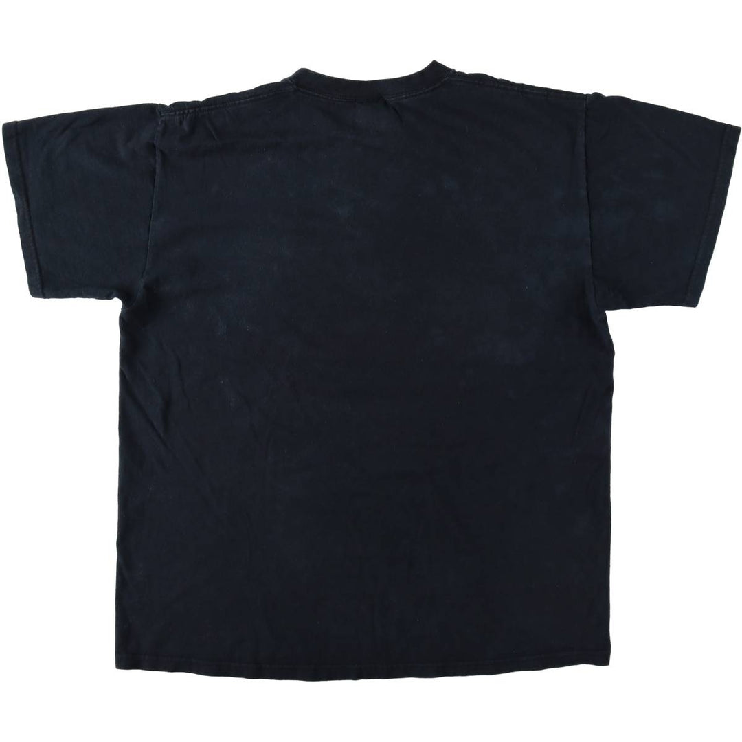 Fruit of the Loom Heavy Cotton Mac Miller Wrap T-Shirt (Men's Size L) cotton navy blue type Vintage Second Hand