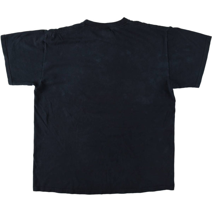 Fruit of the Loom Heavy Cotton Mac Miller Wrap T-Shirt (Men's Size L) cotton navy blue type Vintage Second Hand