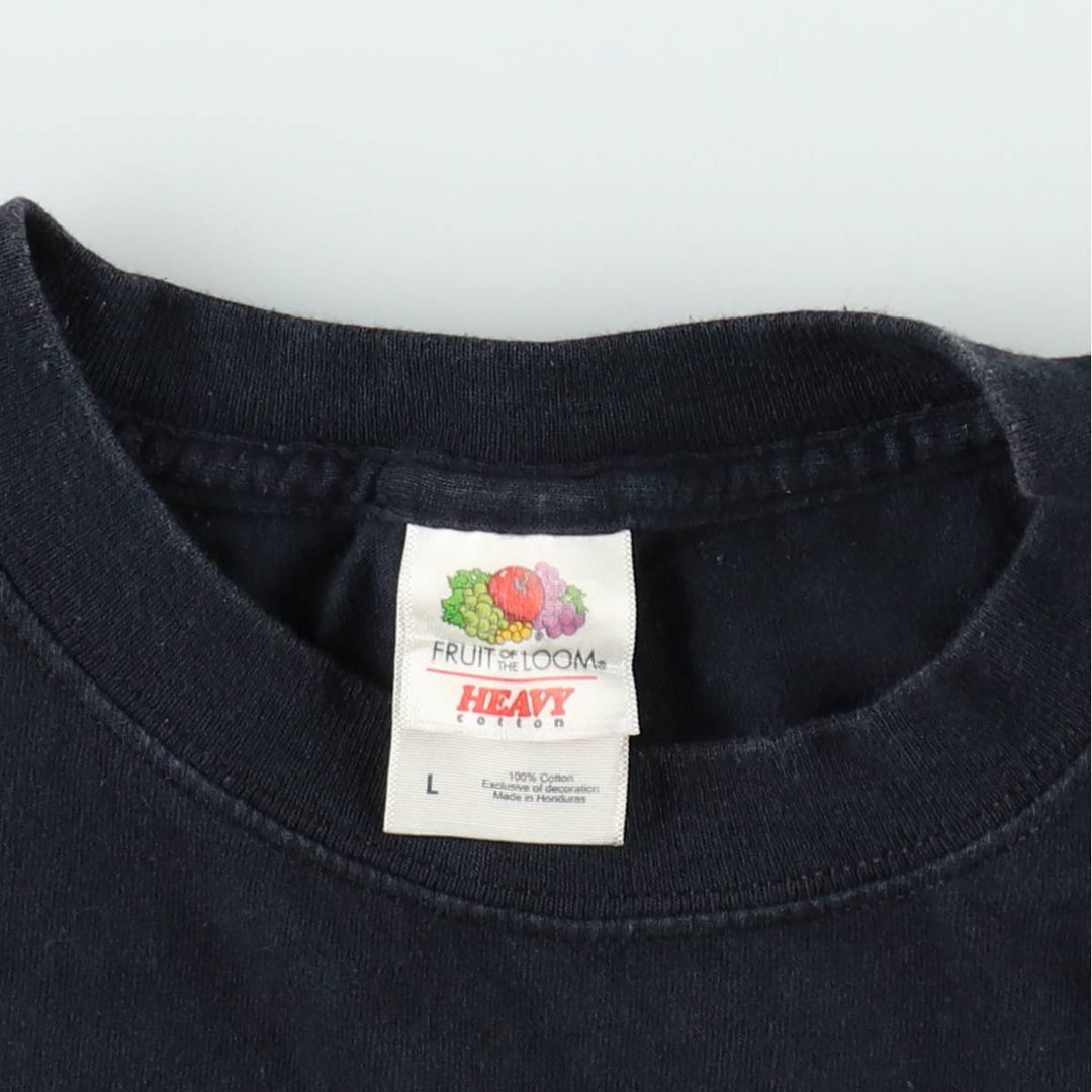 Fruit of the Loom Heavy Cotton Mac Miller Wrap T-Shirt (Men's Size L) cotton navy blue type Vintage Second Hand