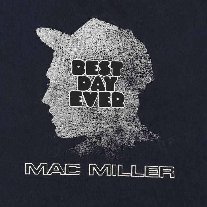 Fruit of the Loom Heavy Cotton Mac Miller Wrap T-Shirt (Men's Size L) cotton navy blue type Vintage Second Hand