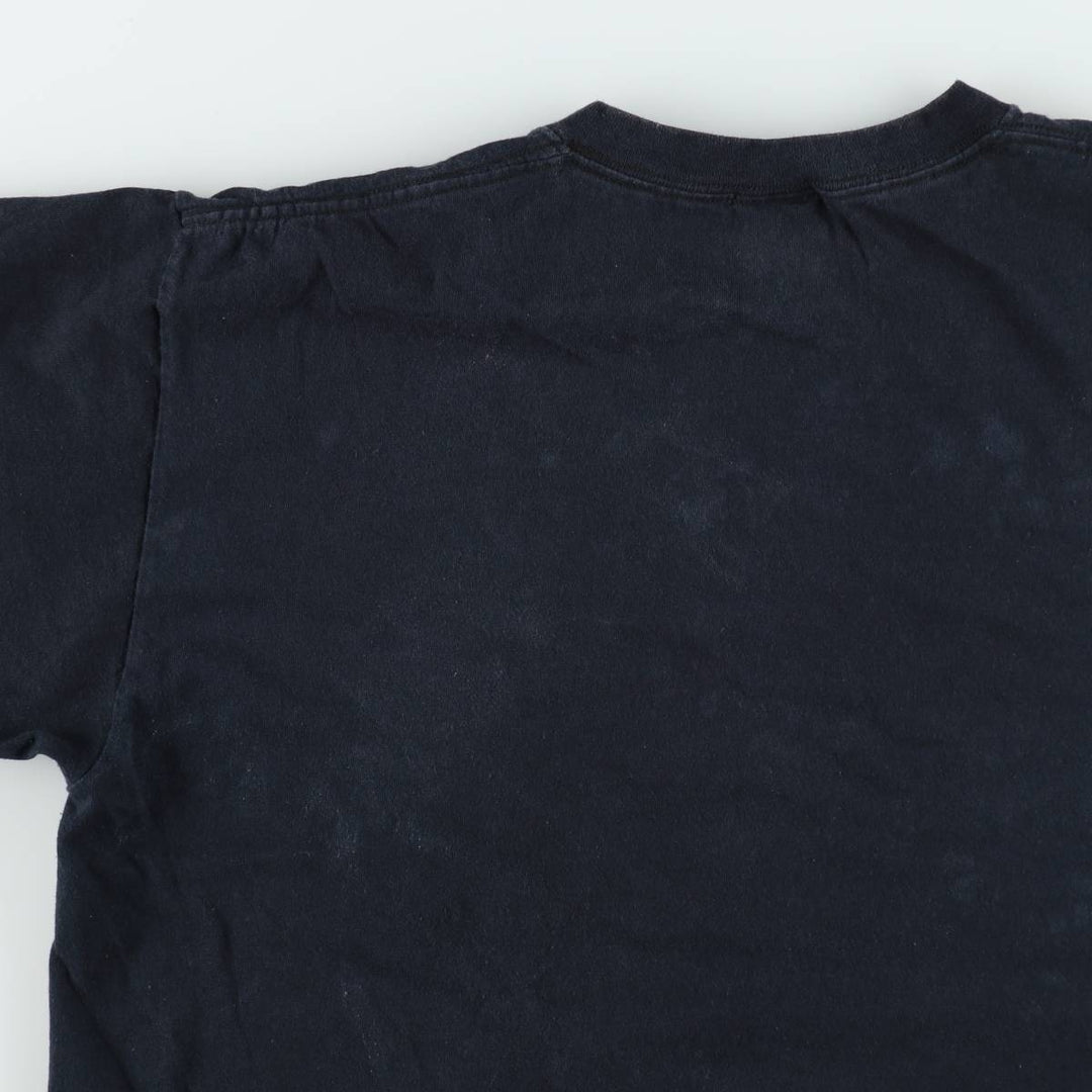 Fruit of the Loom Heavy Cotton Mac Miller Wrap T-Shirt (Men's Size L) cotton navy blue type Vintage Second Hand